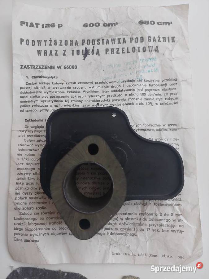 Nowa podstawa gaźnika fiat 126p Rok produkcji 1980 Silniki i osprzęt śląskie Mysłowice