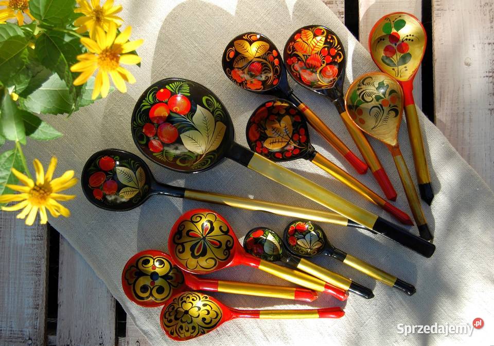 Chochłoma ręcznie malowane rosyjskie łyżki Lublin