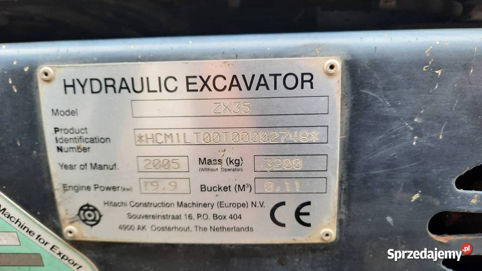 Minikoparka HITACHI model ZX35 Bielawa