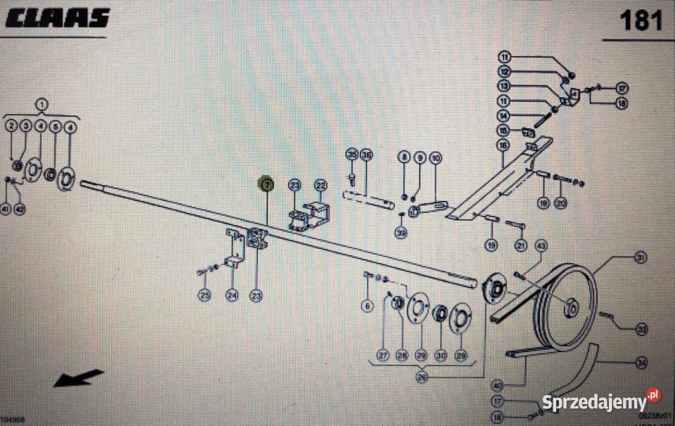 Wałek podajnika zboźowego Claas Mega 370340 Jastrzębniki