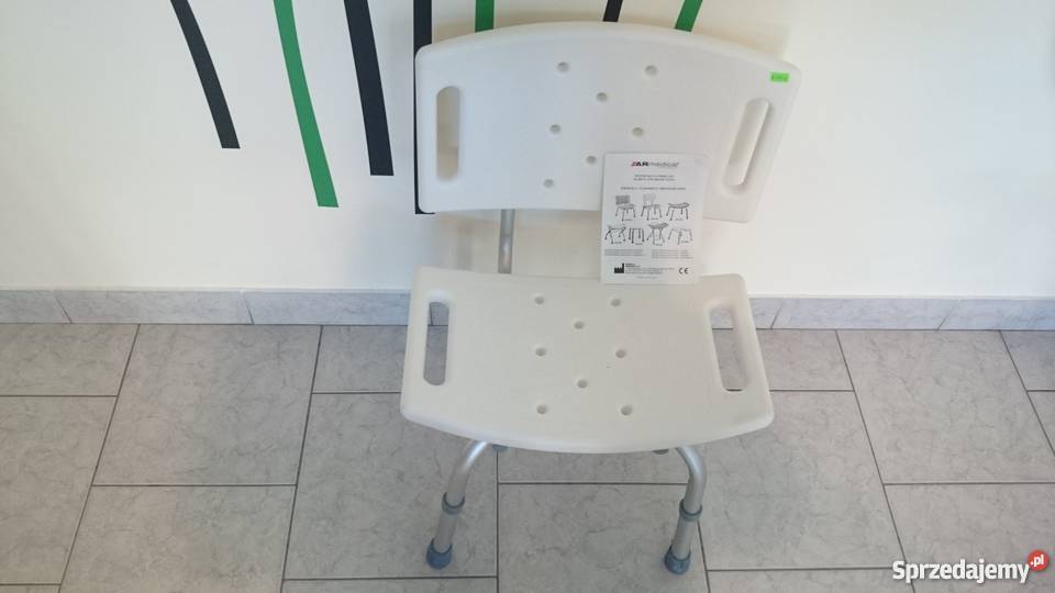 Krzesło prysznicowe z oparciem aluminiowe białe sprzedam
