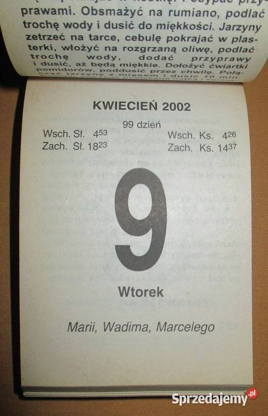 Kartka z kalendarza kartka data żdzierak Łódź