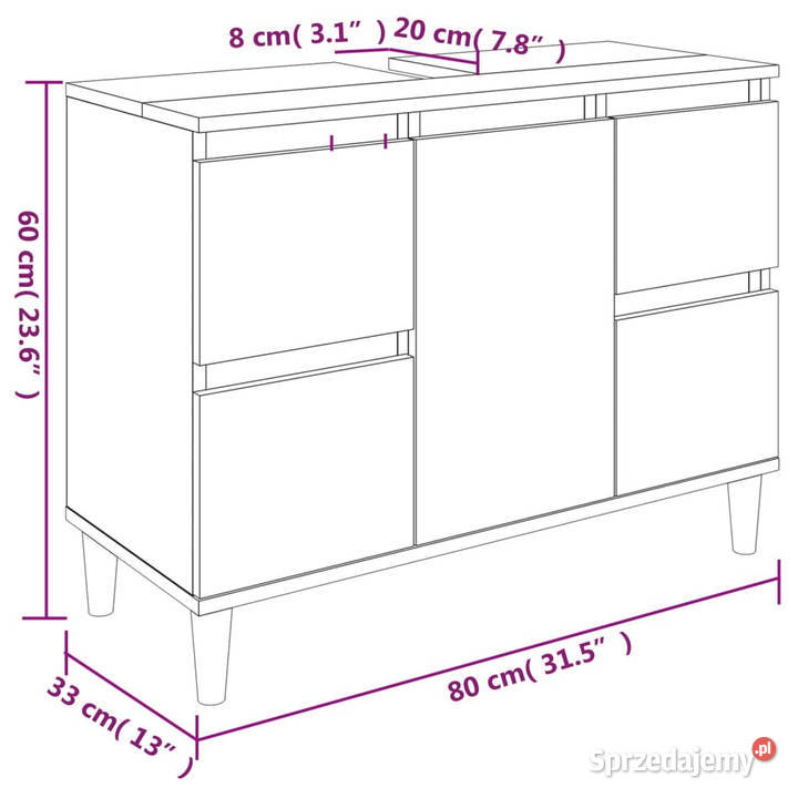 Szafka pod umywalkę biała 80x33x60 WM821268 mazowieckie