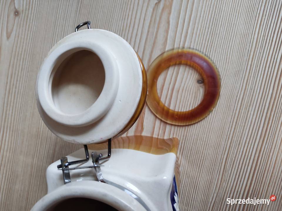 Pojemnik ceramiczny zamykany brązowo kremowy z Głuchołazy sprzedam
