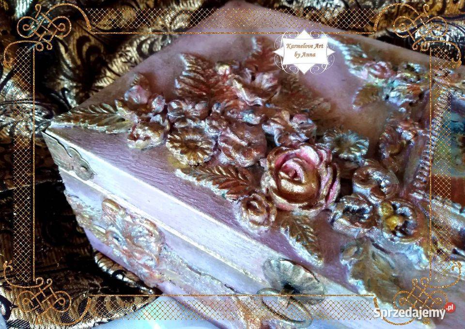 Szkatułka drewniana decoupage rękodzieło prezent Warszawa