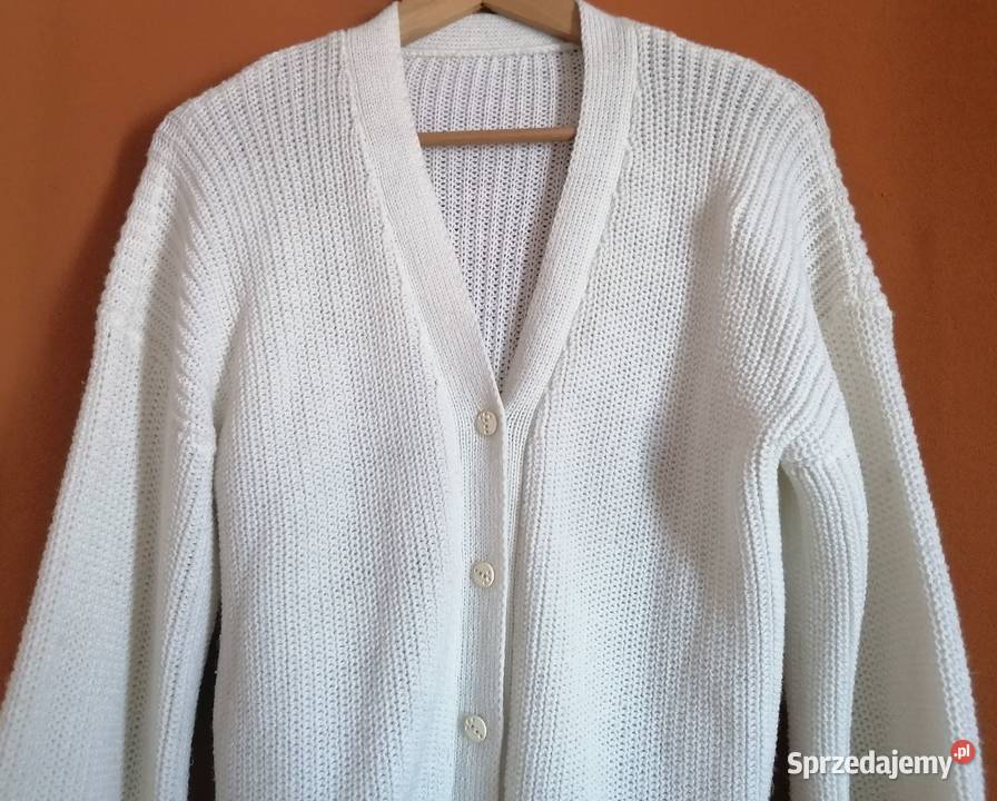 Sweter damski patentowy rozpinany biały XL Łódź