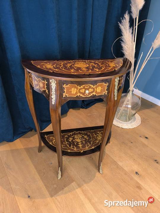 Piękna unikalna konsolka intasjowana przyścienna Łódź