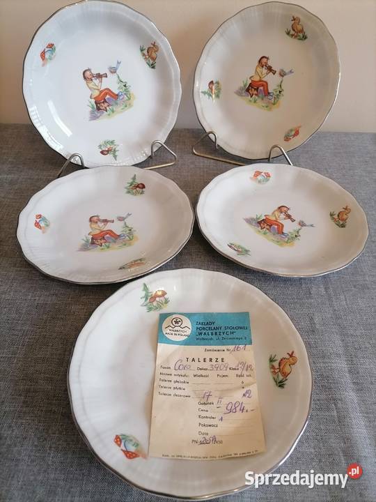 Pięć talerzy Dziecięcych krasnal PRL Wałbrzych
