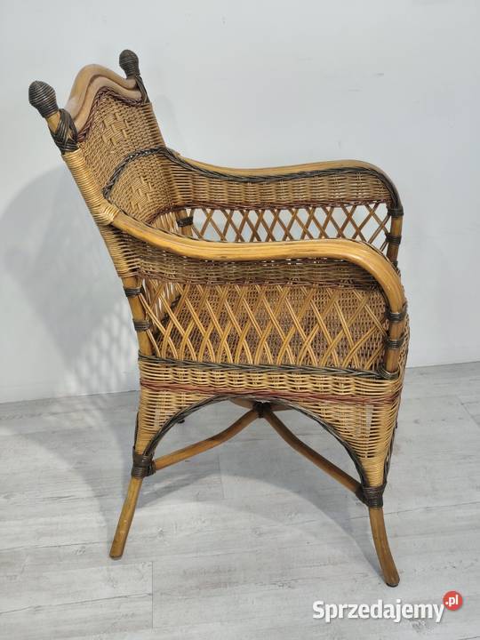 Unikalny Fotel Wiklinowy Rattanowy Styl Vintage Poddębice