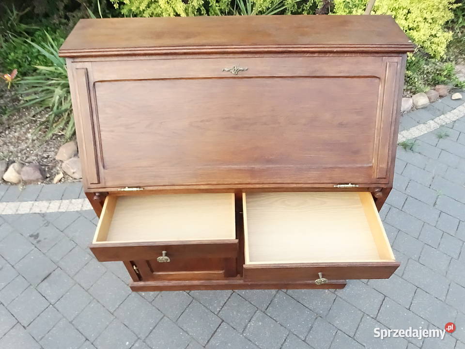 Stylowy Sekretarzyk Dębowy Klasyczne Biurko z 43cm Biłgoraj