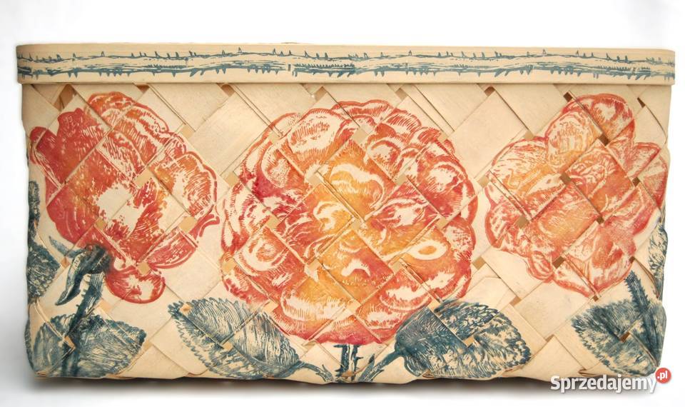 Ręcznie malowany kosz z łuby do przechowywania wielokolorowy Lublin sprzedam