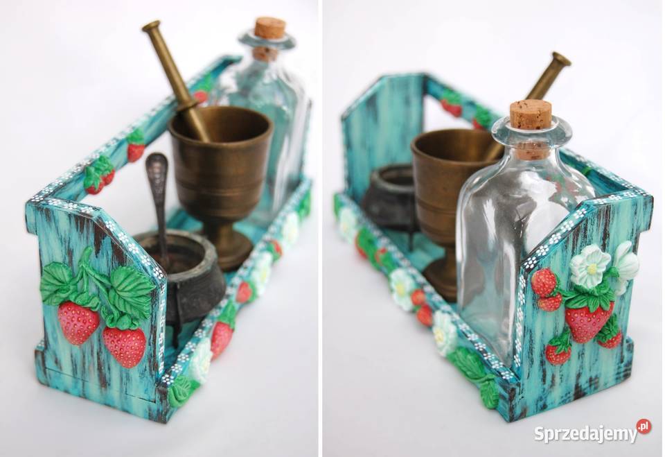 Drewniana półka na przyprawy ręcznie malowana Lublin