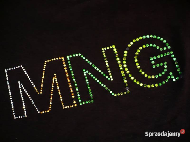 czarna koszulka s 36 tshirt Mango cekiny napis kujawsko-pomorskie Toruń