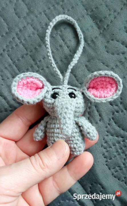 Słonik wykonany na szydełku brelok łódzkie Łask