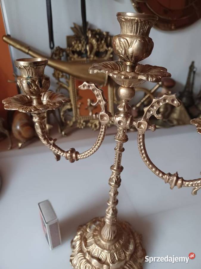 Piękny masywny świecznik mosiężny Poznań