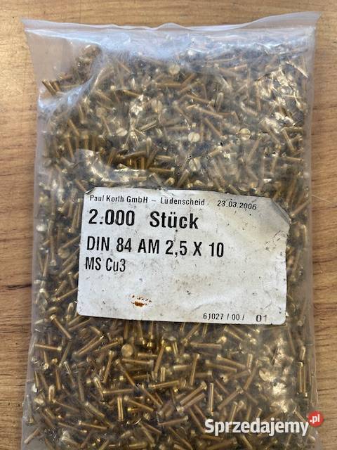 25x10 mosiądz wkret do metalu z łbem walcowym Pozostałe