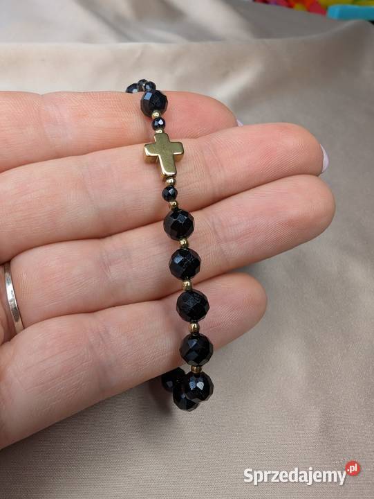 Bransoletka różaniec kamienie czarny turmalin Bydgoszcz