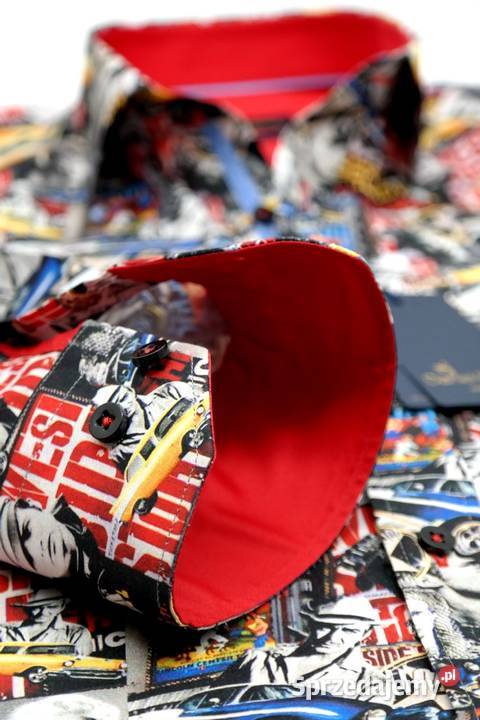 DANIEL BESSI Koszula Męska Fb055 Aktorzy Auta Odzież codzienna