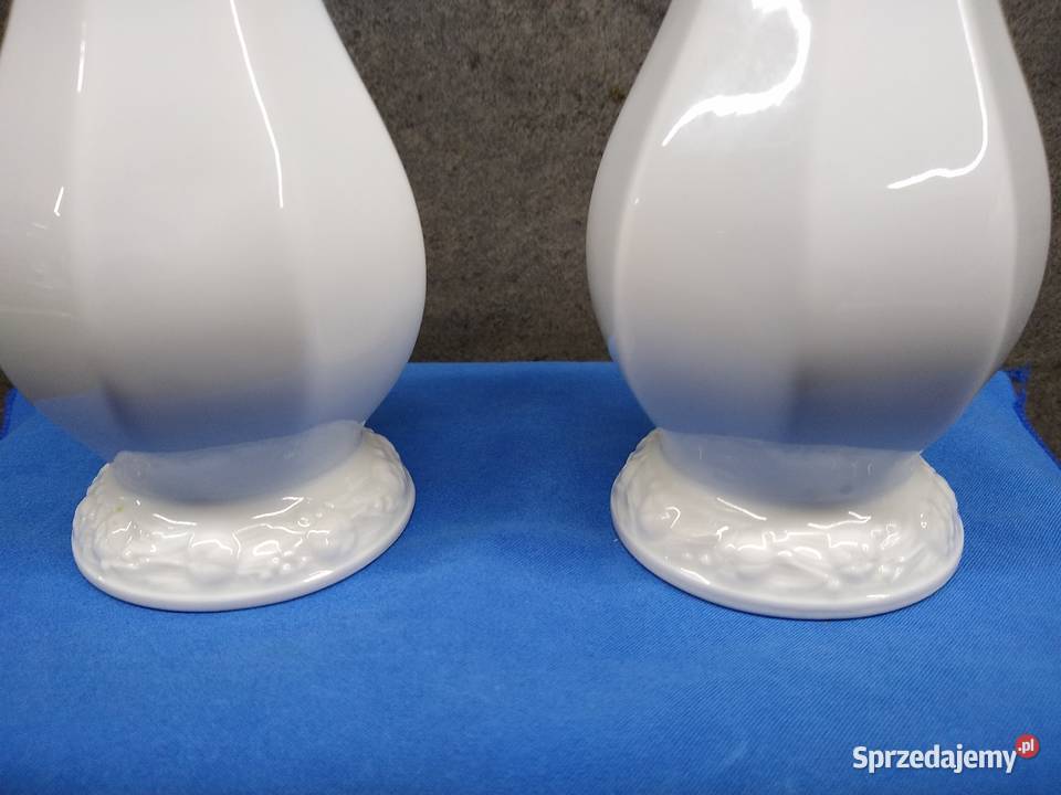 Duża solniczka i pieprzniczka Rosenthal Biała Porcelana i szkło Kalisz
