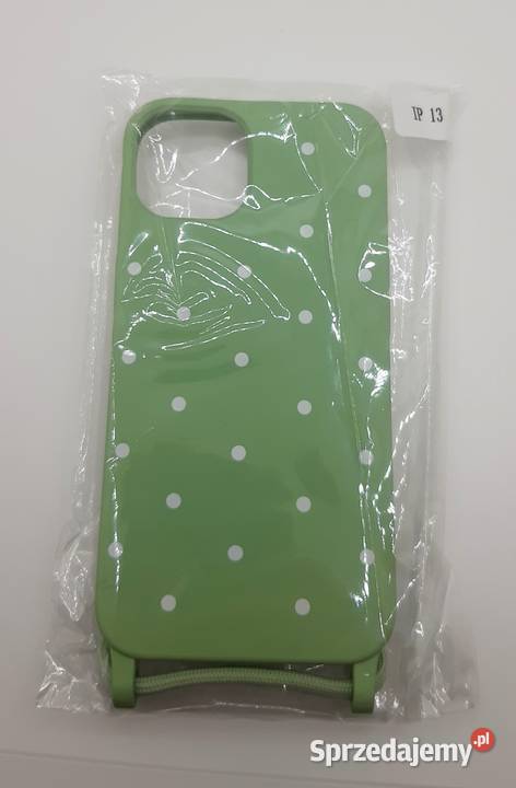 Etui Case iPhone 13 zielone w kropki ze sznurkiem