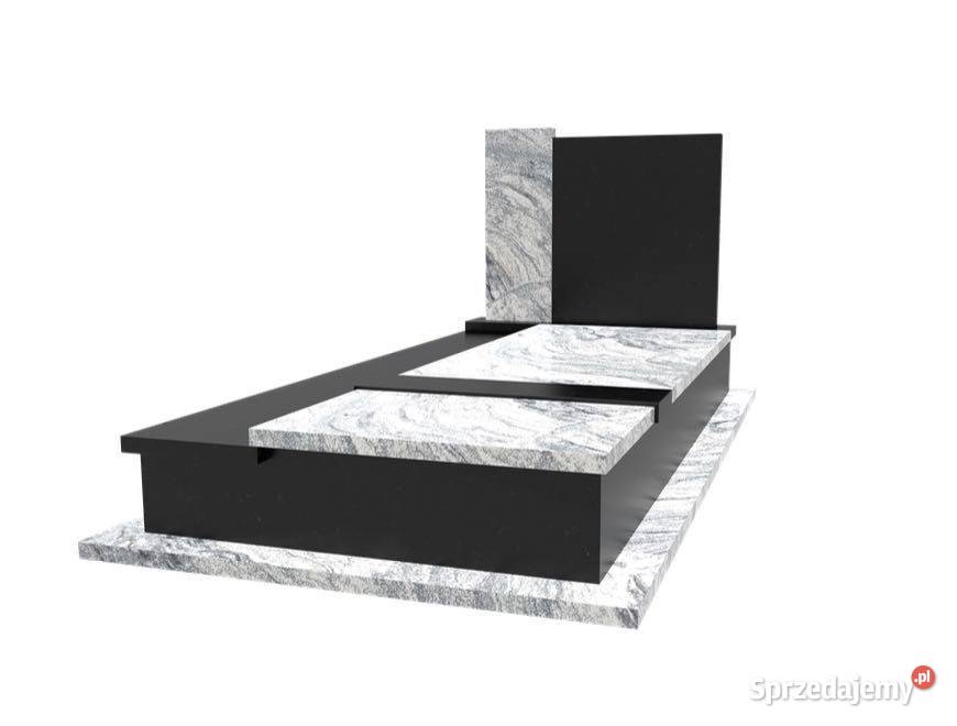 Nagrobek Granitowy 260 130 Premium Czarno Biały Mieleszynek