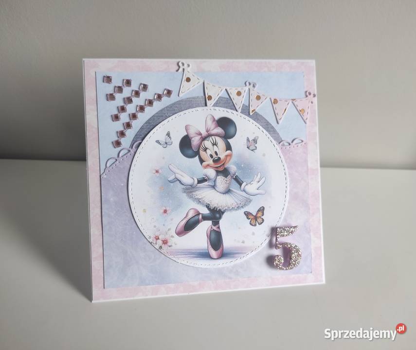 Kartka urodzinowa ręcznie robiona Myszka Minnie łódzkie Łódź sprzedam