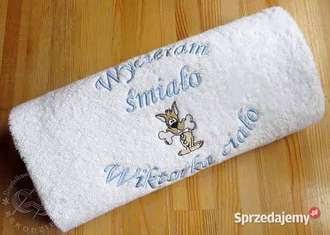 Prezent MIŁOŚNIKA PSÓW psiarza RĘCZNIK z napisem Akcesoria łazienkowe Toruń