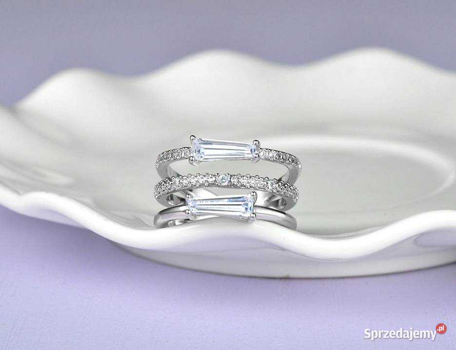 Pierścionek srebrny kolor białe złoto pozłacany Szczecin