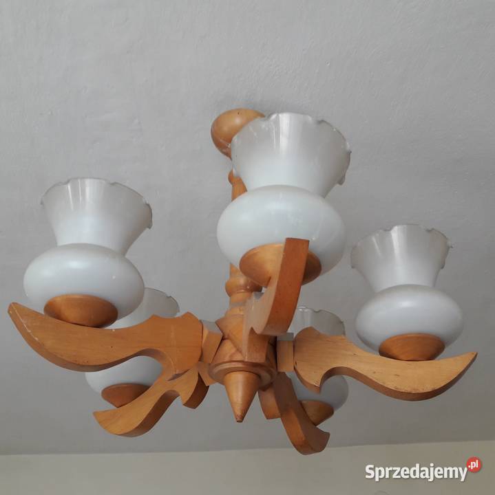 Żyrandol drewniany 5ramienny inny kolor Warszawa