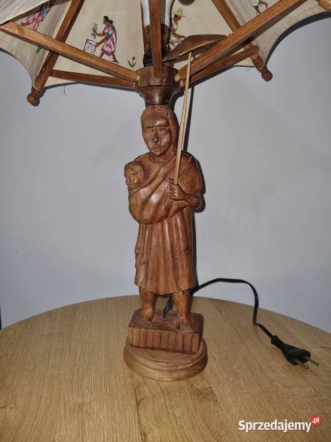 Lampa Stołowa Figurka Drewniana