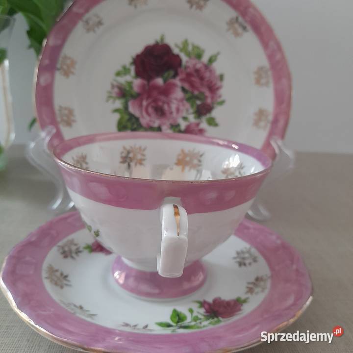 Zestaw śniadaniowy filiżanka spodek talerzyk dolnośląskie Bogatynia