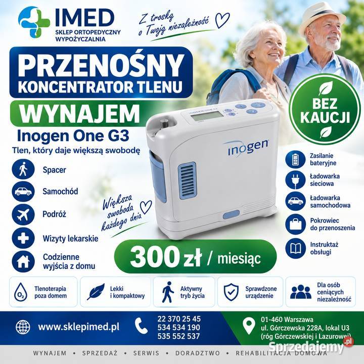 PRZENOŚNY KONCENTRATOR TLENU WYNAJEM WARSZAWA mazowieckie