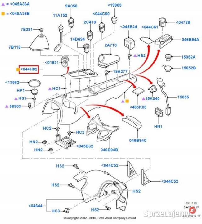 RAMKA TUNELU ŚRODKOWEGO FORD FOCUS 9805