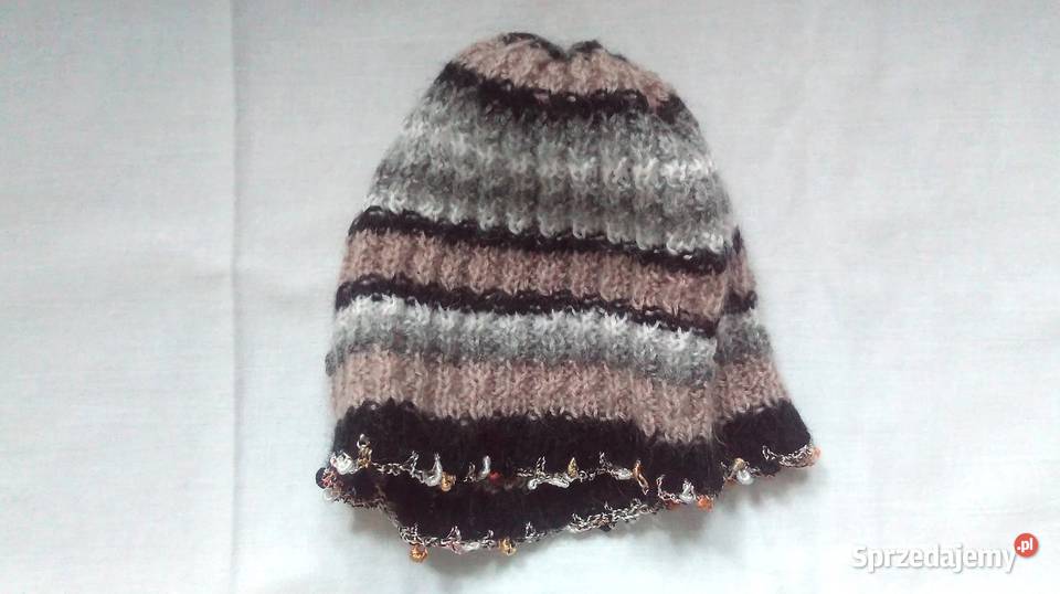 Czapka damska Paski r SM przejściowa Handmade Białystok