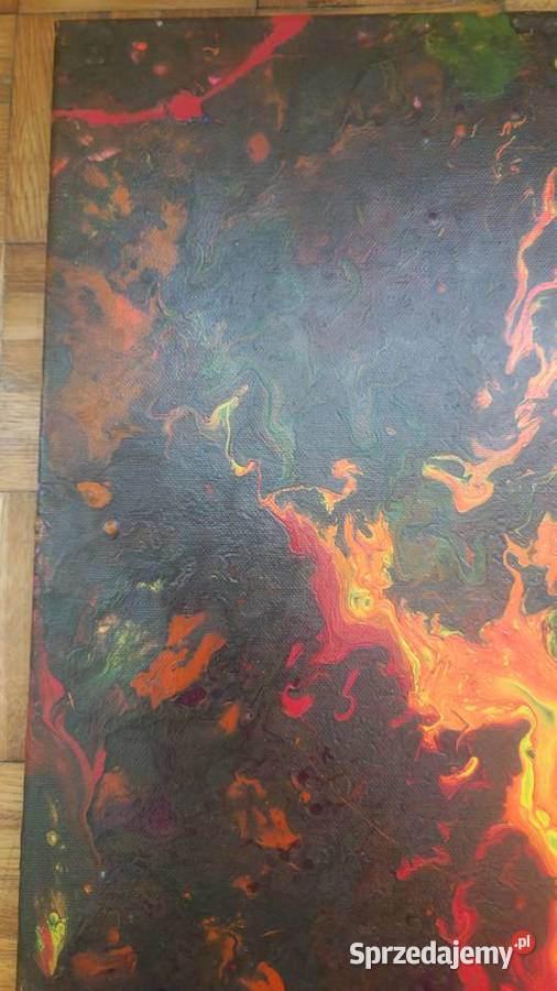 Obraz Płonące Serce ręcznie malowany pouring sprzedam