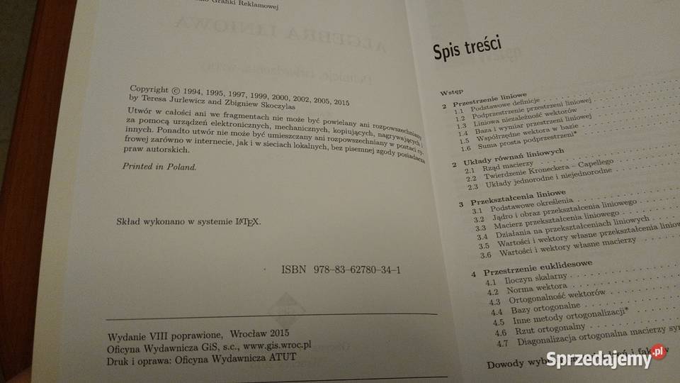 Algebra liniowa Definicje twierdzenia wzory ISBN 9788362780341 Gdańsk sprzedam