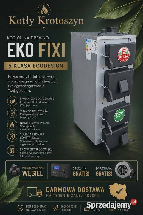 Kocioł CO 12kW na drewno węgiel miał Piec nowy Kotły i Piece CO Żnin sprzedam