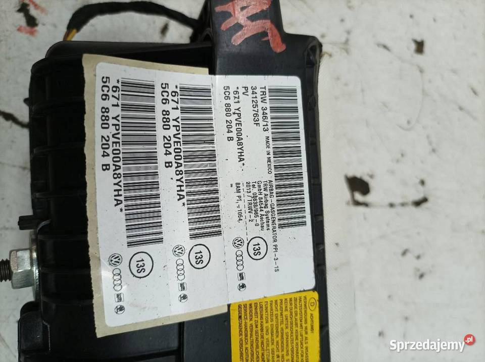 PODUSZKA POWIETRZNA AIRBAG PRAWA PASAŻERA DESKI