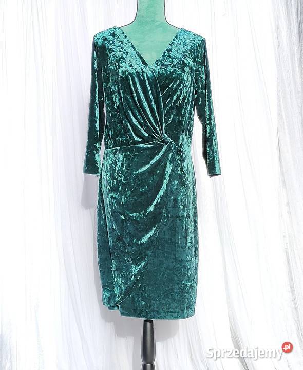 Nowa sukienka Mango 46 XXXL zielona welurowa