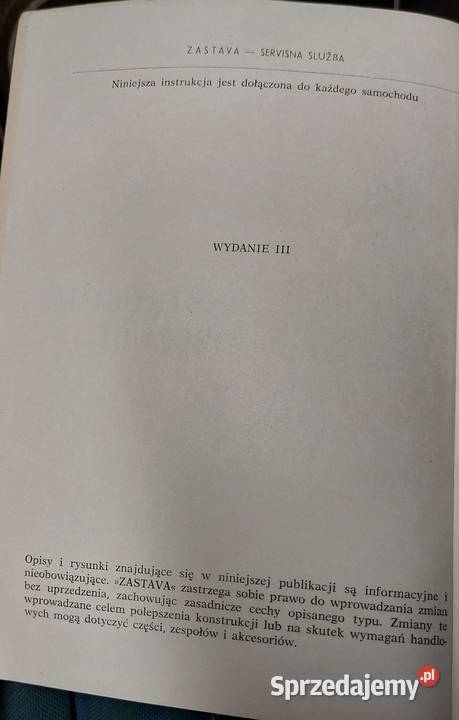 Zastava 750 instrukcja obsługi stan pomorskie Gdańsk