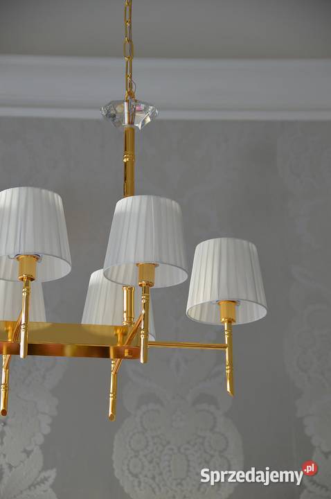 Żyrandol złoty glamour podłużny 100 Lampy wiszące mazowieckie Warszawa