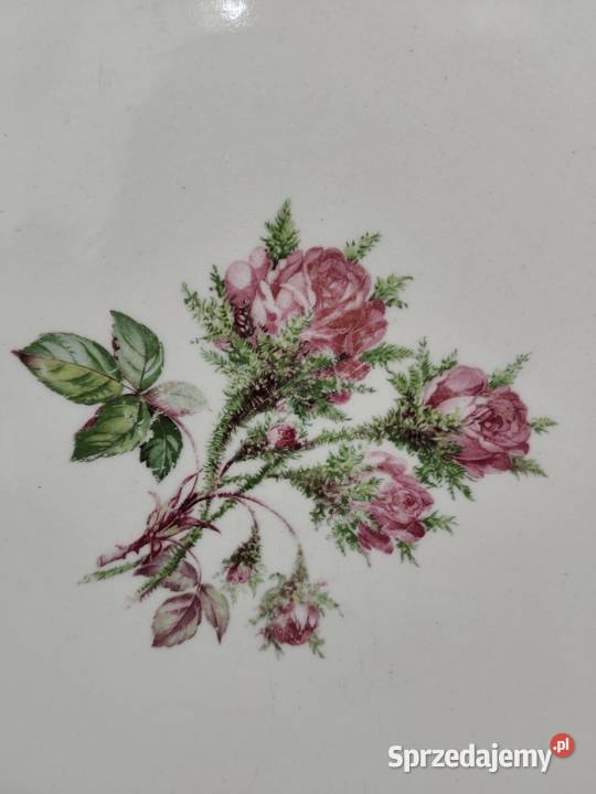 Piękny talerz z motywem Moss Rose Mchowa Róża Poddębice