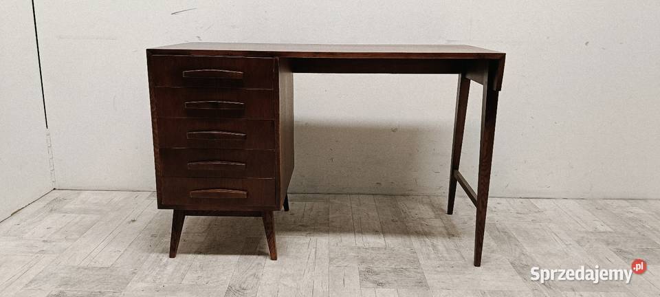 biurko PRL patyczak dwustronne z szufladami łódzkie