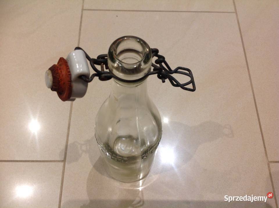 Stara Butelka Szklana z Porcelanką poj 05 L Pozostałe Nowa Sól