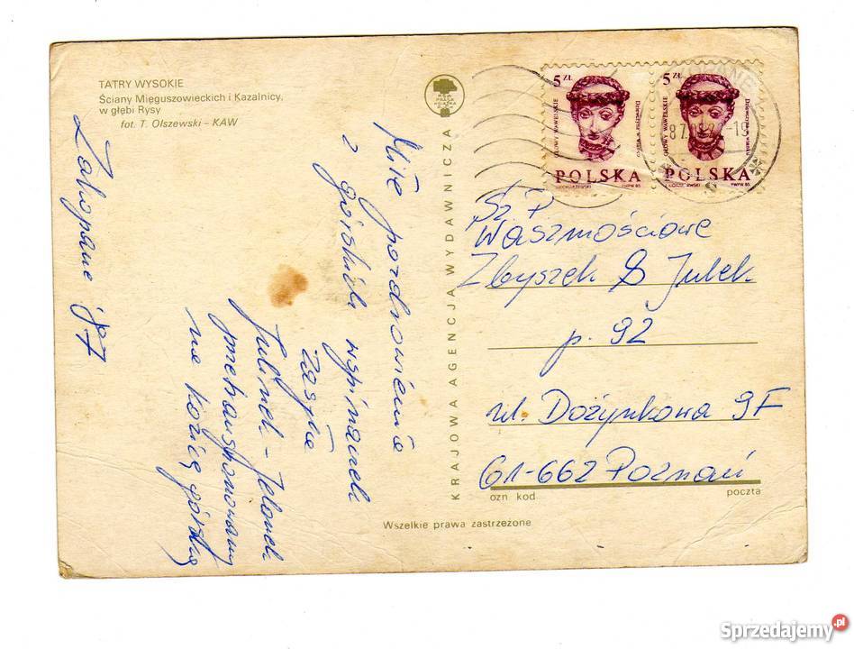 TATRY WYSOKIE ŚCIANY KAZALNICY POCZTÓWKA Pocztówki i karty telefoniczne Krynki