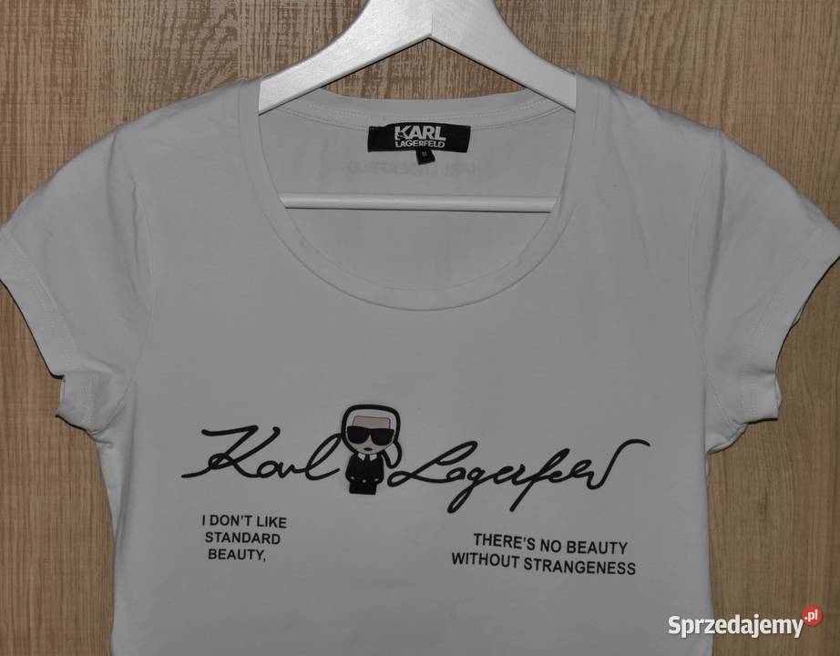 Karl Lagerfeld fajna bluzka gumowane logo 36 S krótki Wrocław