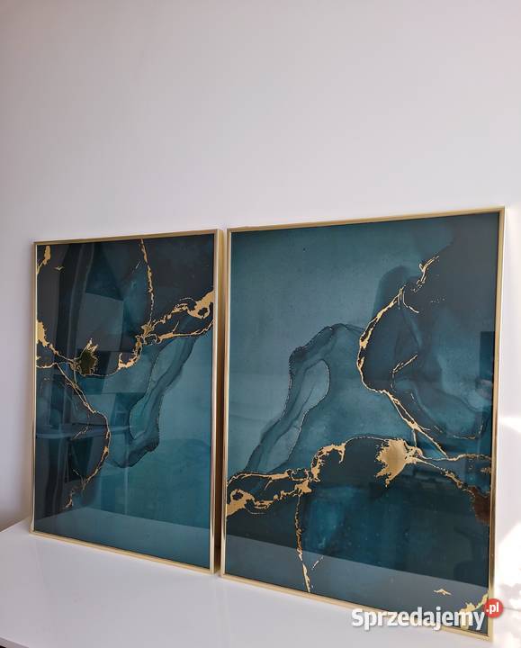 Zielony marmur złoty 2 plakaty 50 x 70 2 złote Liszki