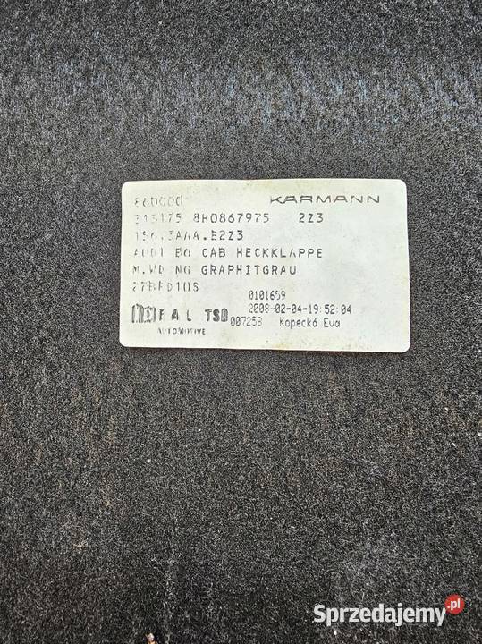 TAPICERKA KLAPY TYŁ AUDI A4 B7 CABRIO 8H0867975 Przystajń
