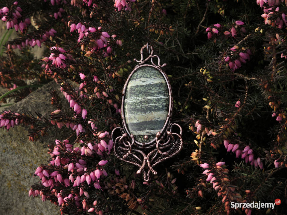 Unikatowy miedziany wisior serpentynit Wieliczka