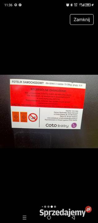 Fotelik samochodowy Koło sprzedam